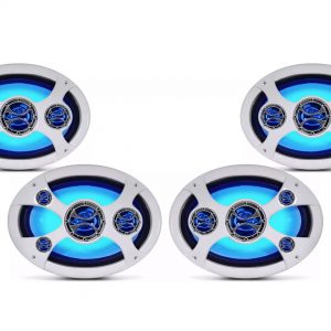 2 Pares Alto Falantes 6×9 Marítimo LEDs Azuis 440w Rms – Shm.69LZ