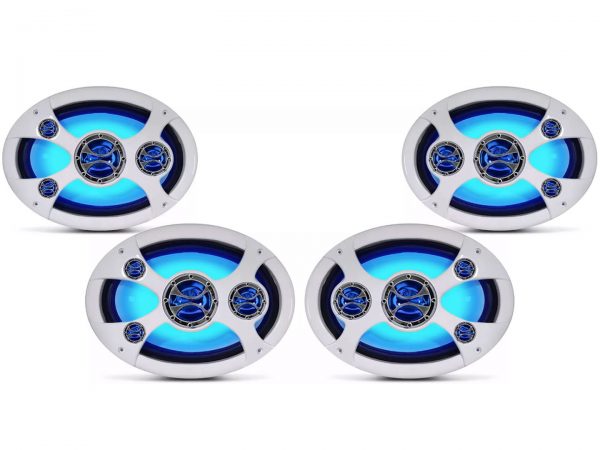 2 Pares Alto Falantes 6x9 Marítimo LEDs Azuis 440w Rms - Shm.69LZ - Imagem 2